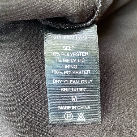 ASTR Black Metallic Stripe Chiffon Overlay One Shoulder Blouse | Size M - Picture 14 of 14